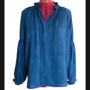 Current Air  XS Jacquard Tunic Blouse Tie Neck